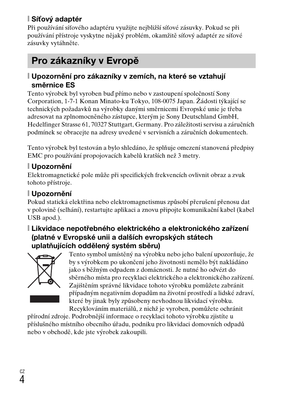 Pro zákazníky v evropě | Sony DSC-TF1 User Manual | Page 258 / 579