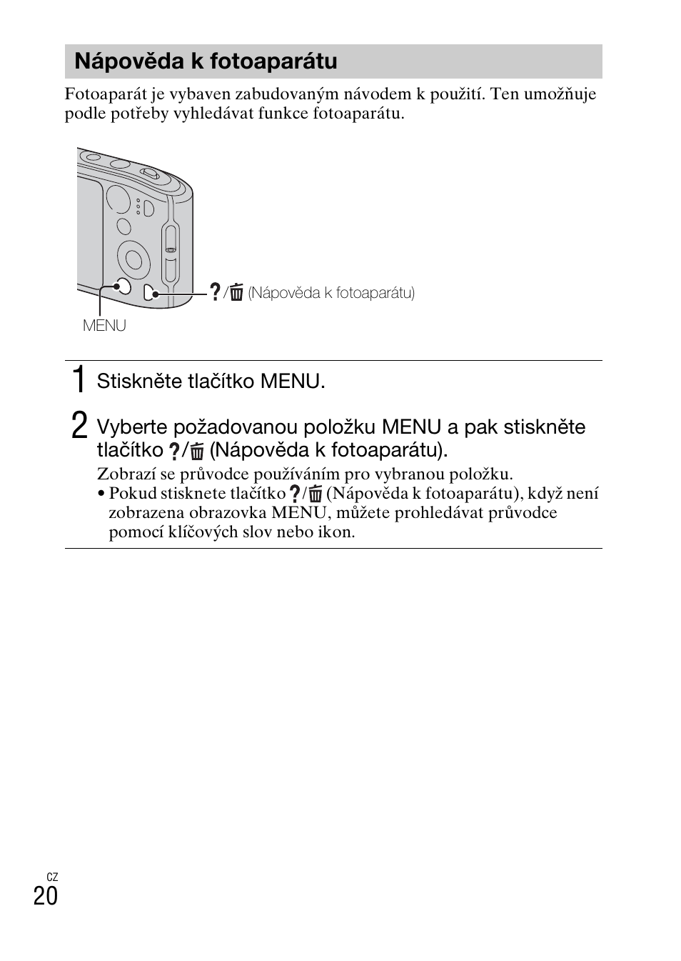 Nápověda k fotoaparátu | Sony DSC-TF1 User Manual | Page 274 / 579