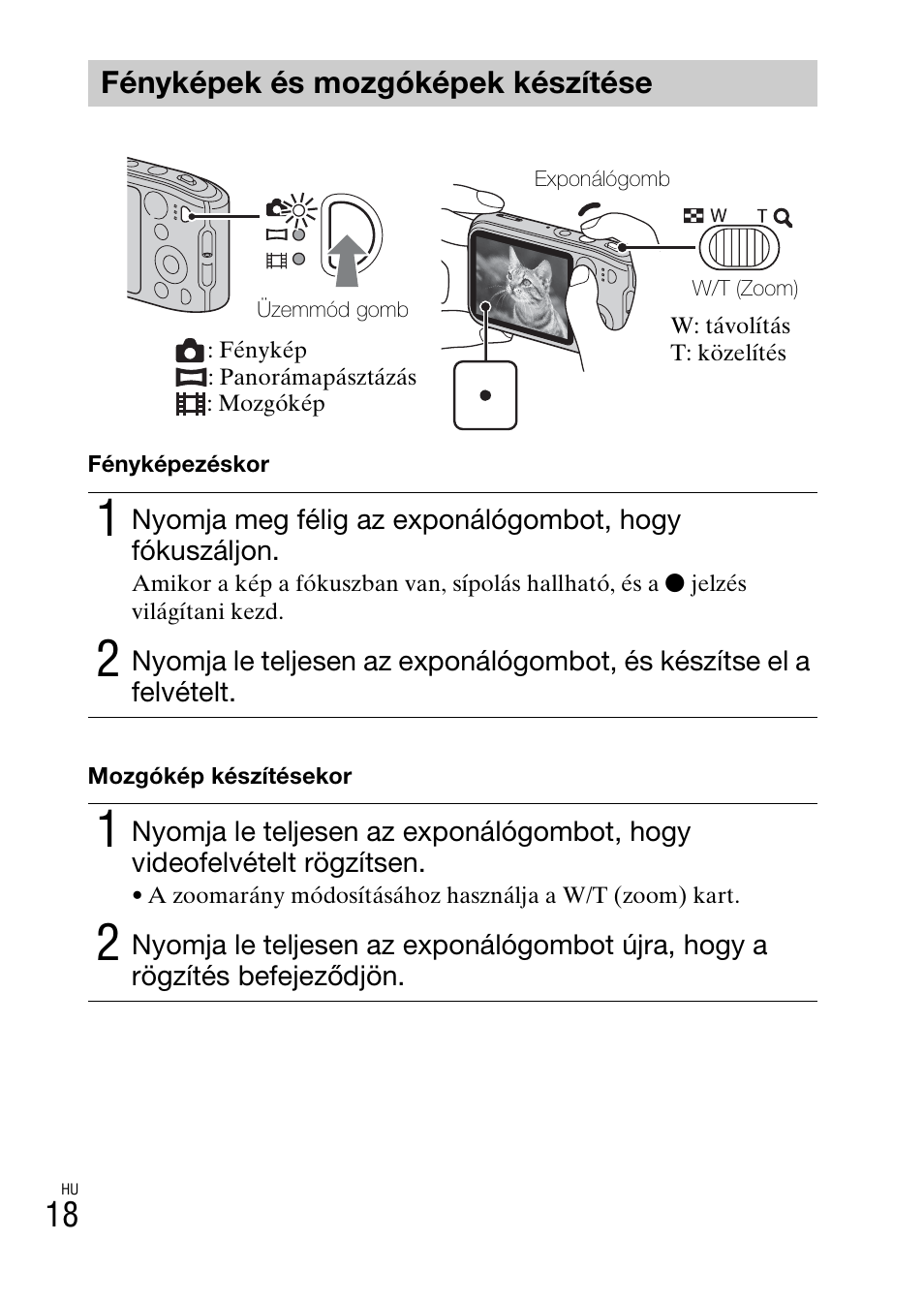 Fényképek és mozgóképek készítése | Sony DSC-TF1 User Manual | Page 304 / 579