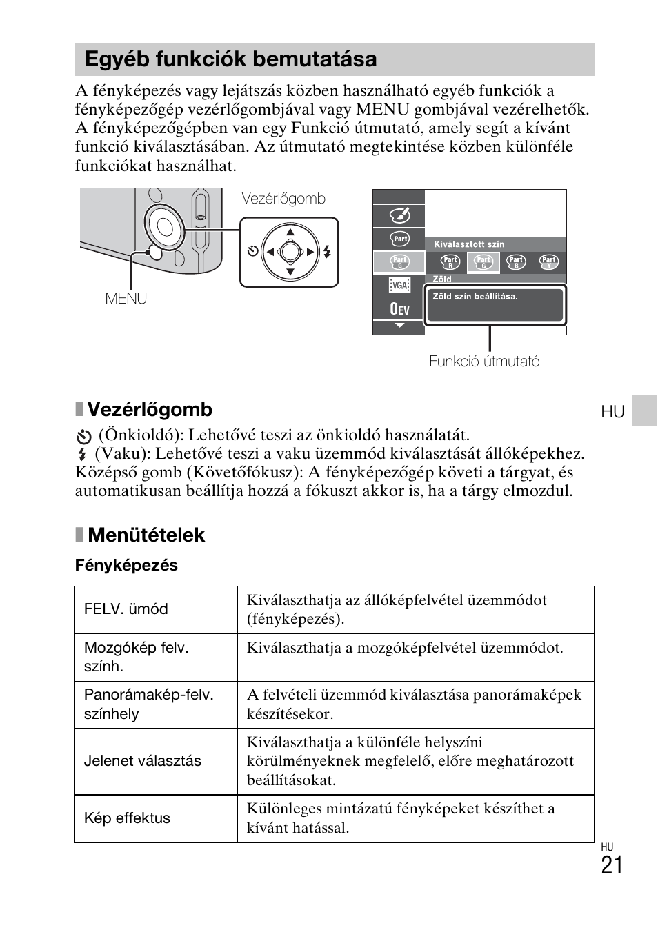 Egyéb funkciók bemutatása, Xvezérlőgomb, Xmenütételek | Sony DSC-TF1 User Manual | Page 307 / 579