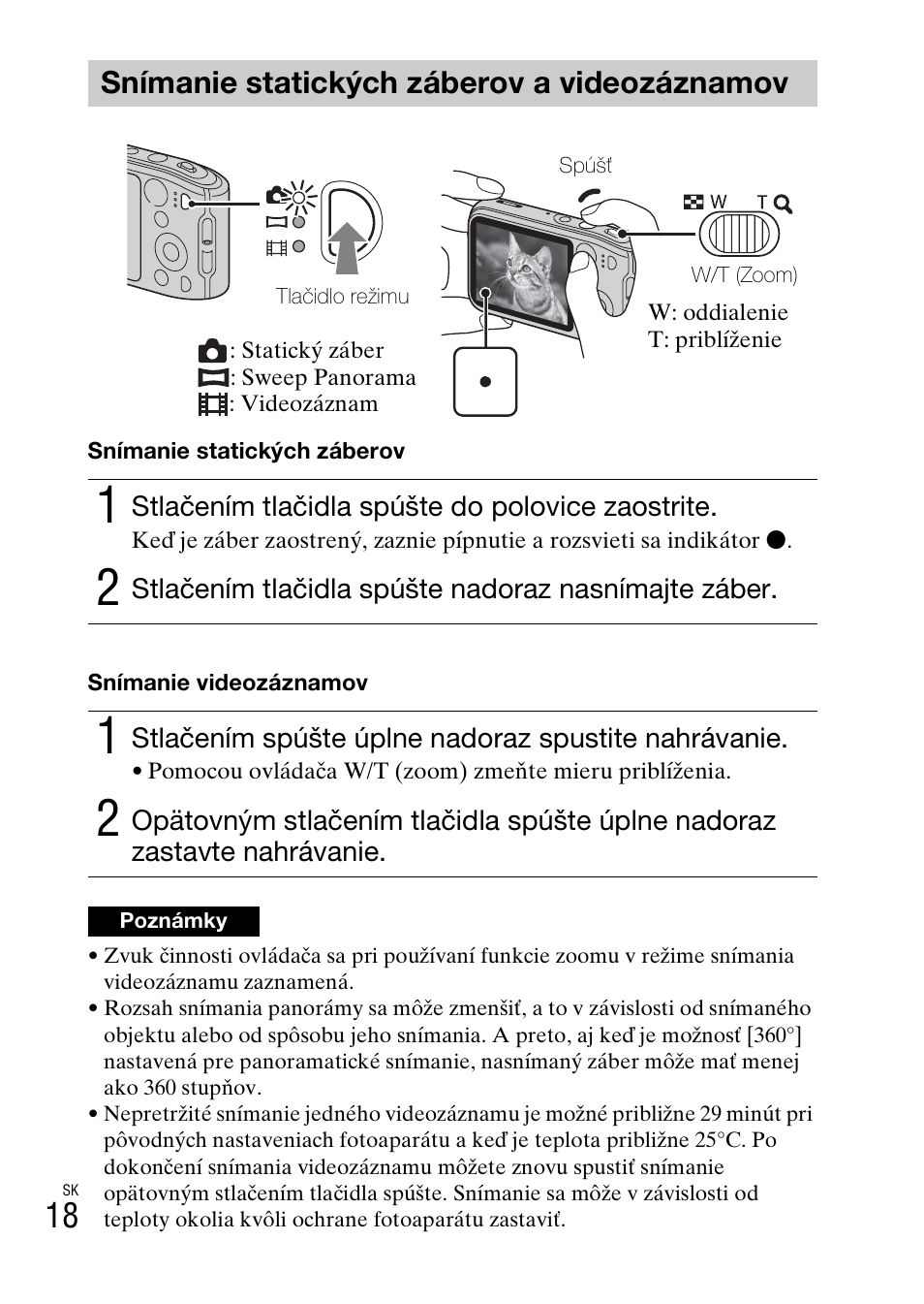 Snímanie statických záberov a videozáznamov | Sony DSC-TF1 User Manual | Page 336 / 579