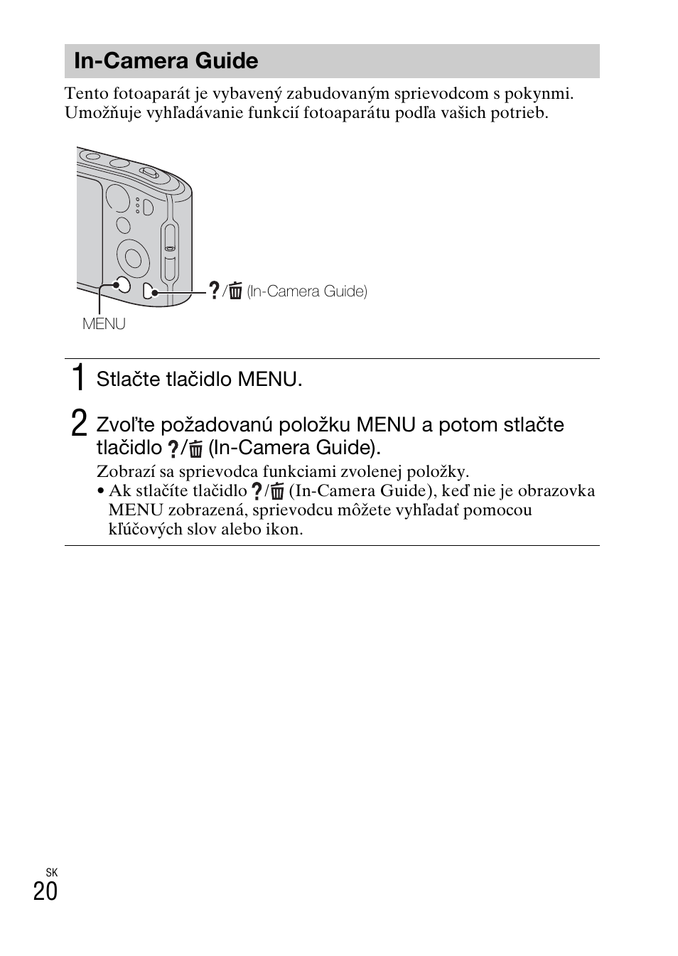 In-camera guide | Sony DSC-TF1 User Manual | Page 338 / 579
