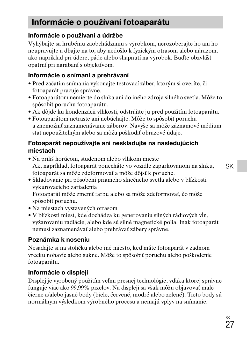 Informácie o používaní fotoaparátu | Sony DSC-TF1 User Manual | Page 345 / 579