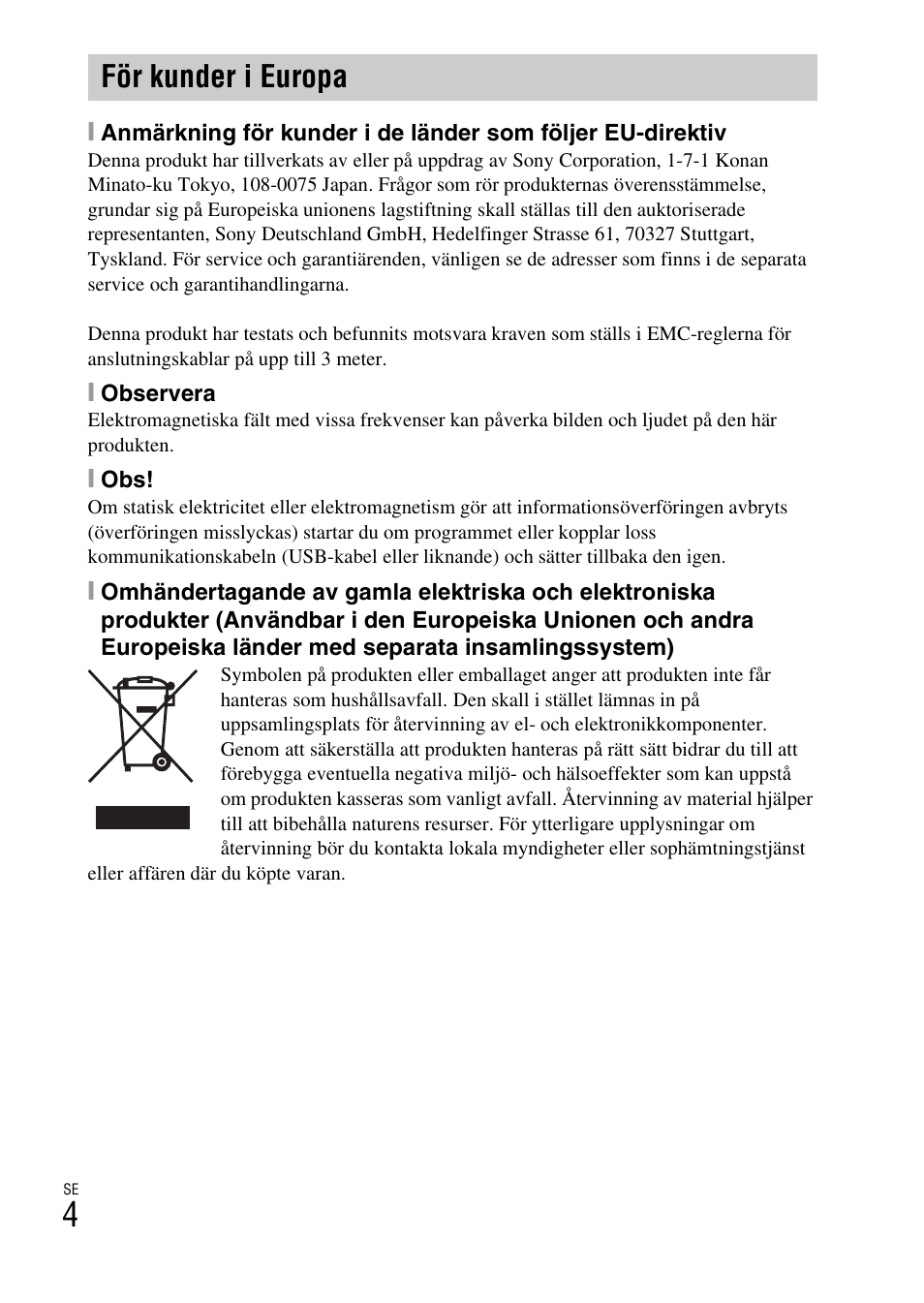 För kunder i europa | Sony DSC-TF1 User Manual | Page 354 / 579