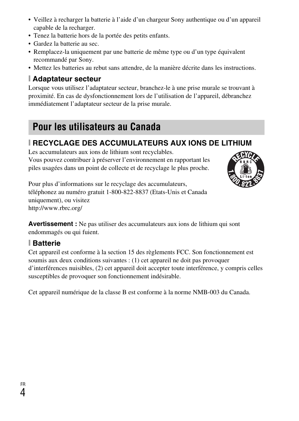 Pour les utilisateurs au canada | Sony DSC-TF1 User Manual | Page 36 / 579