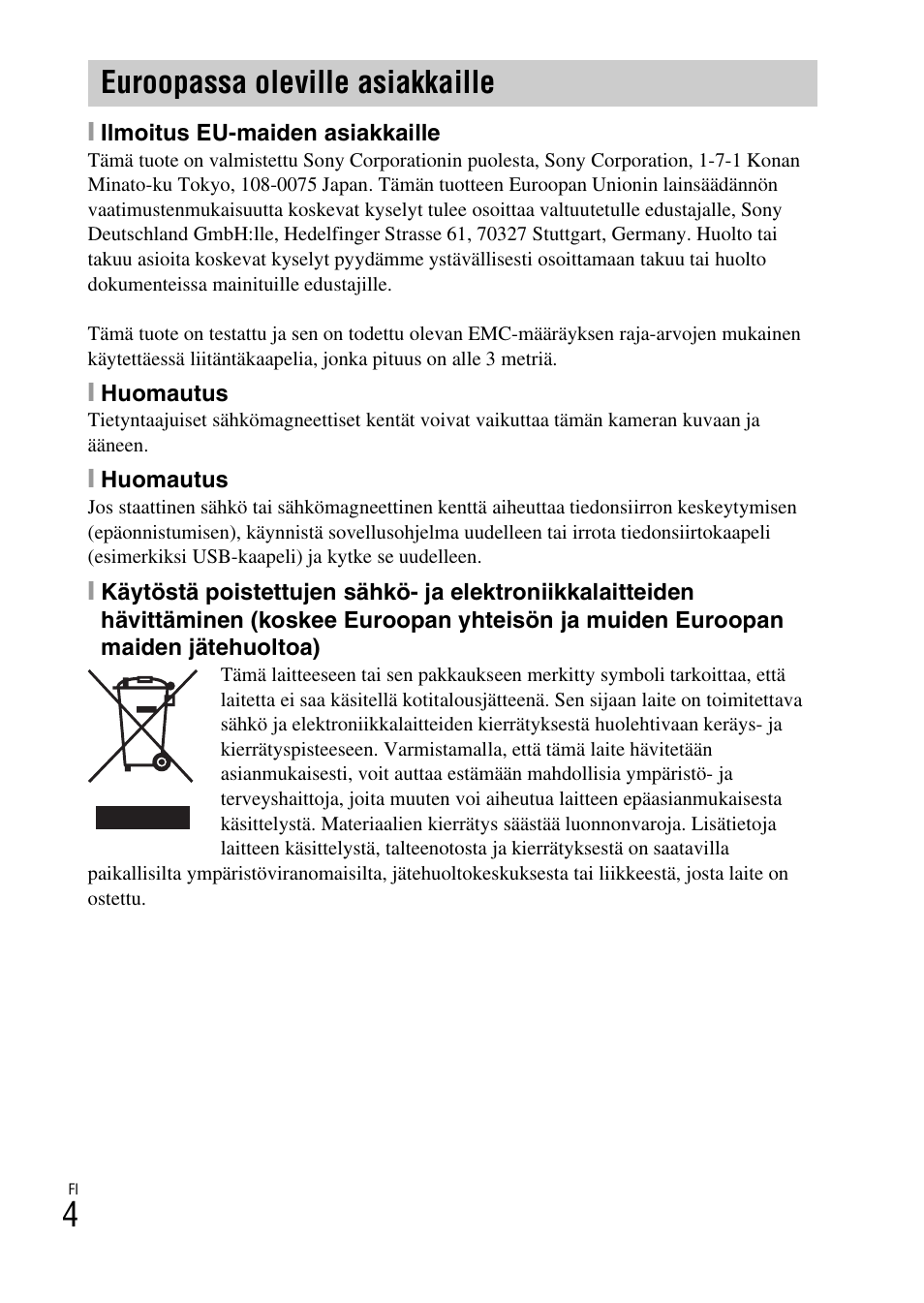 Euroopassa oleville asiakkaille | Sony DSC-TF1 User Manual | Page 384 / 579