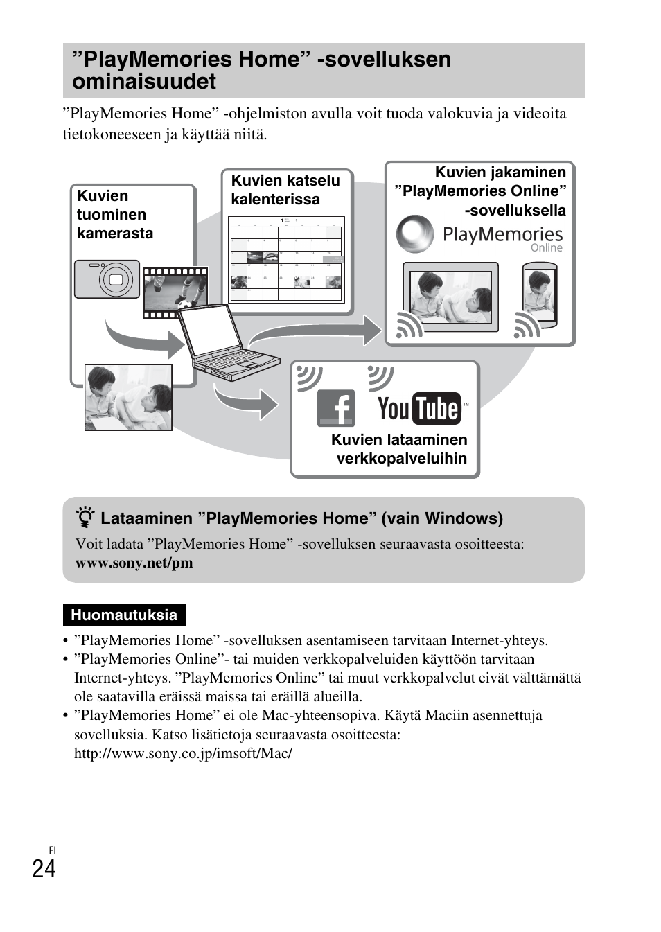 Playmemories home” -sovelluksen ominaisuudet | Sony DSC-TF1 User Manual | Page 404 / 579