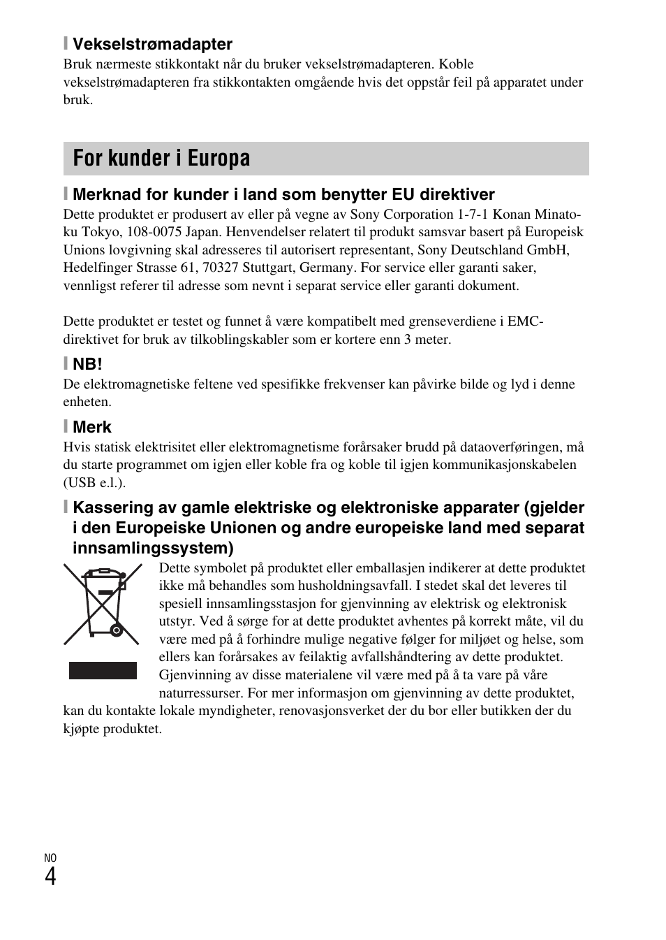 For kunder i europa | Sony DSC-TF1 User Manual | Page 414 / 579