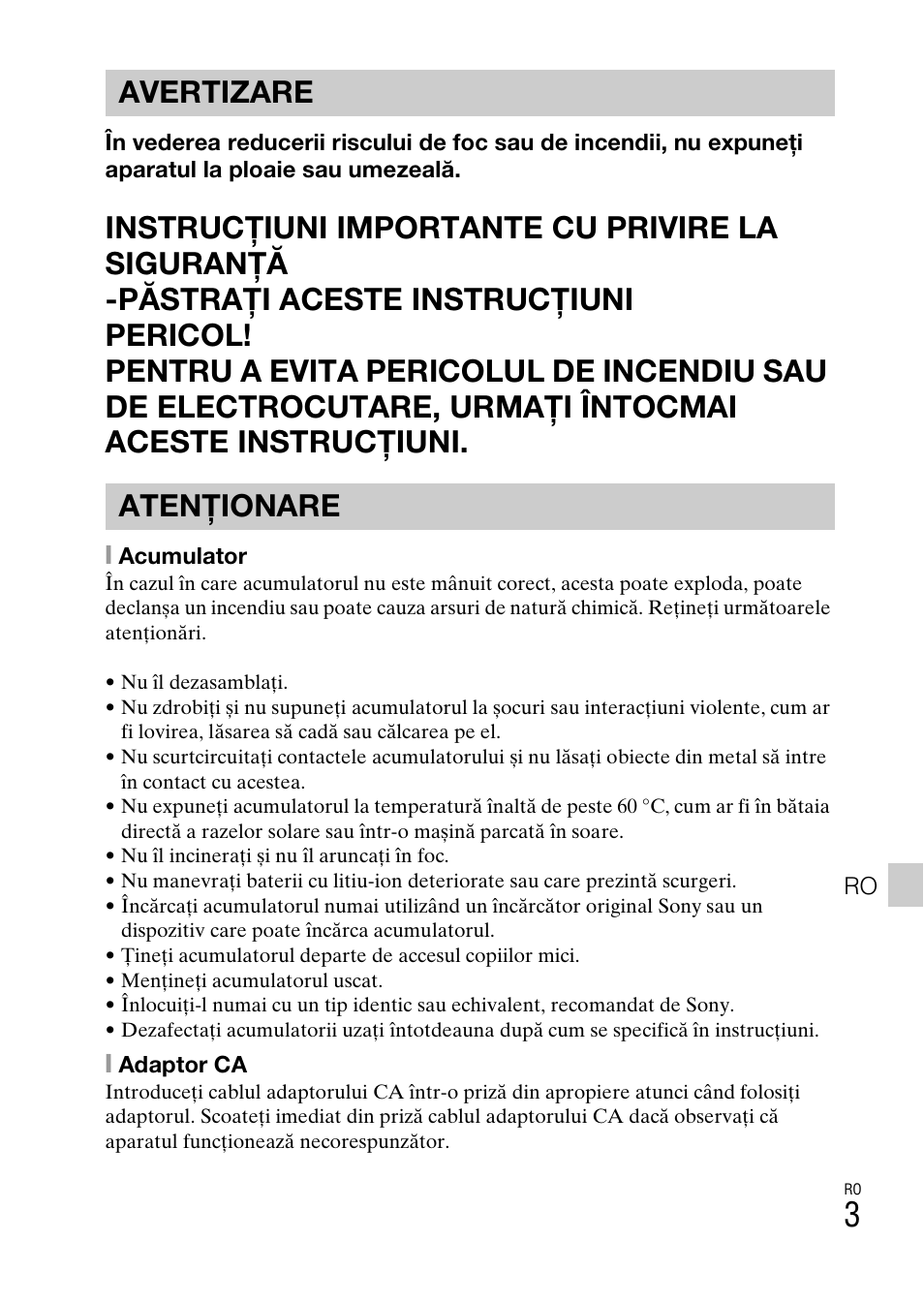 Avertizare atenţionare | Sony DSC-TF1 User Manual | Page 505 / 579