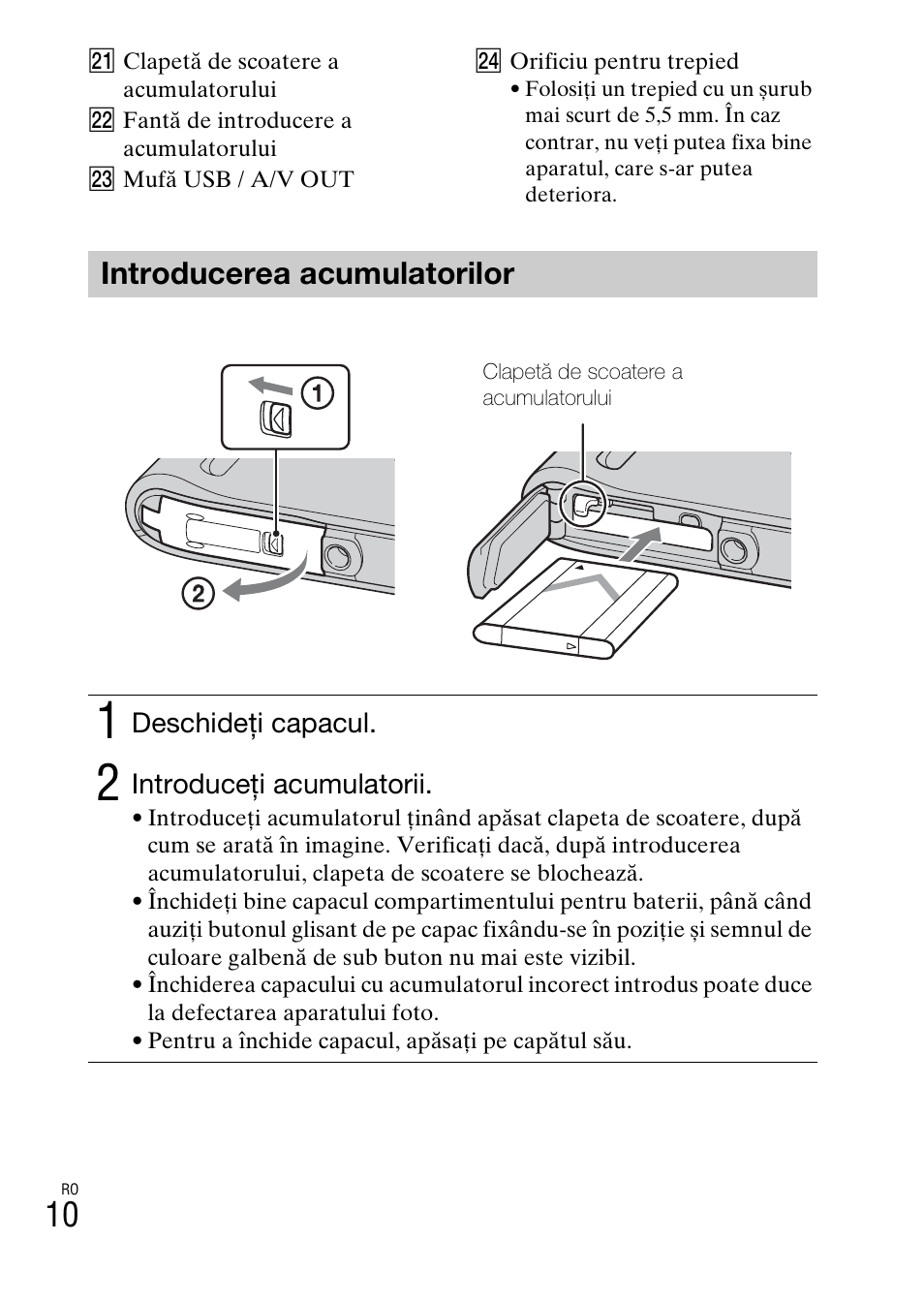 Introducerea acumulatorilor | Sony DSC-TF1 User Manual | Page 512 / 579