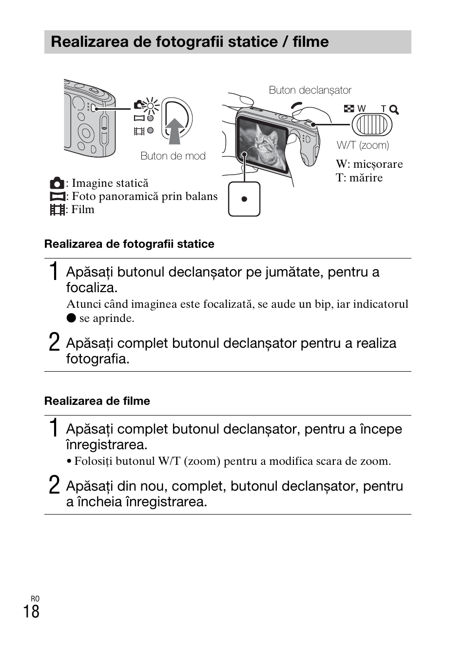 Realizarea de fotografii statice / filme | Sony DSC-TF1 User Manual | Page 520 / 579