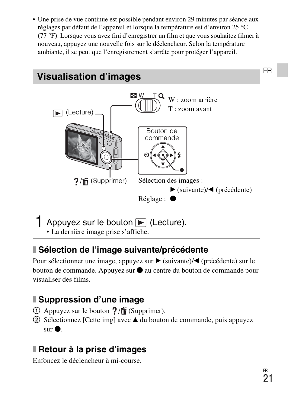 Visualisation d’images | Sony DSC-TF1 User Manual | Page 53 / 579
