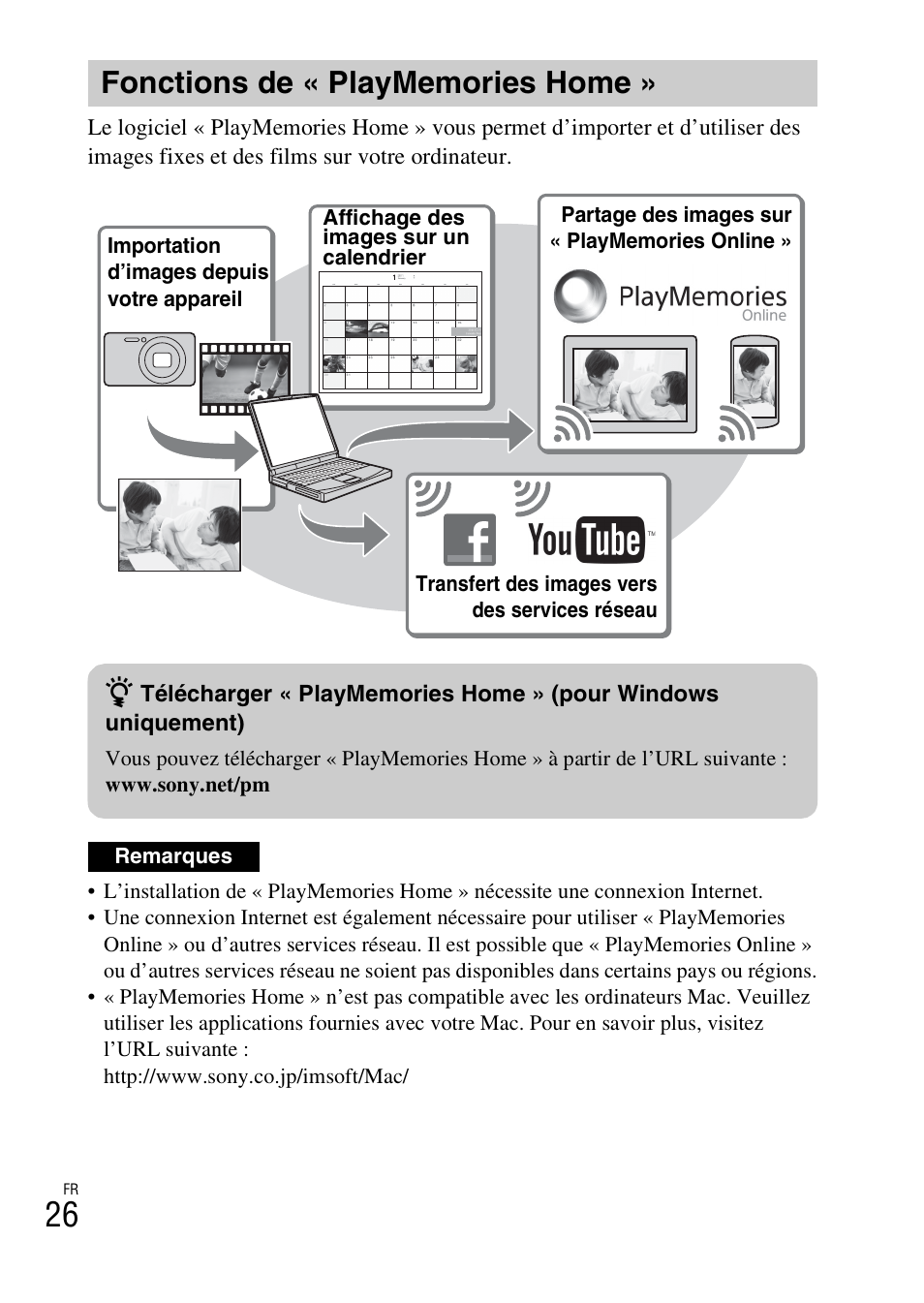 Fonctions de « playmemories home | Sony DSC-TF1 User Manual | Page 58 / 579