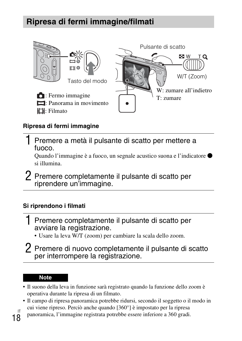Ripresa di fermi immagine/filmati | Sony DSC-TF1 User Manual | Page 84 / 579