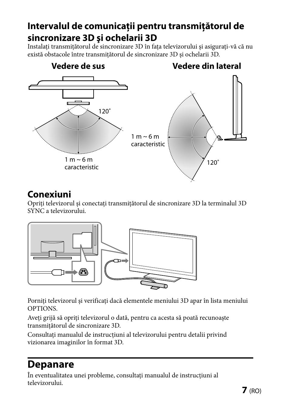 Depanare, Conexiuni, Vedere de sus vedere din lateral | Sony TMR-BR100 User Manual | Page 109 / 127