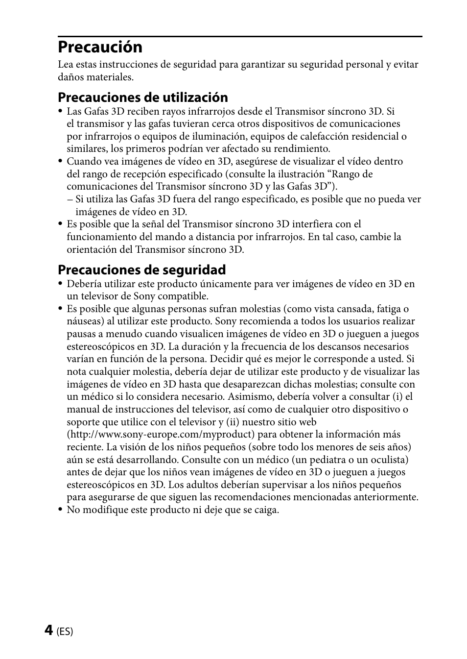 Precaución, Precauciones de utilización, Precauciones de seguridad | Sony TMR-BR100 User Manual | Page 16 / 127