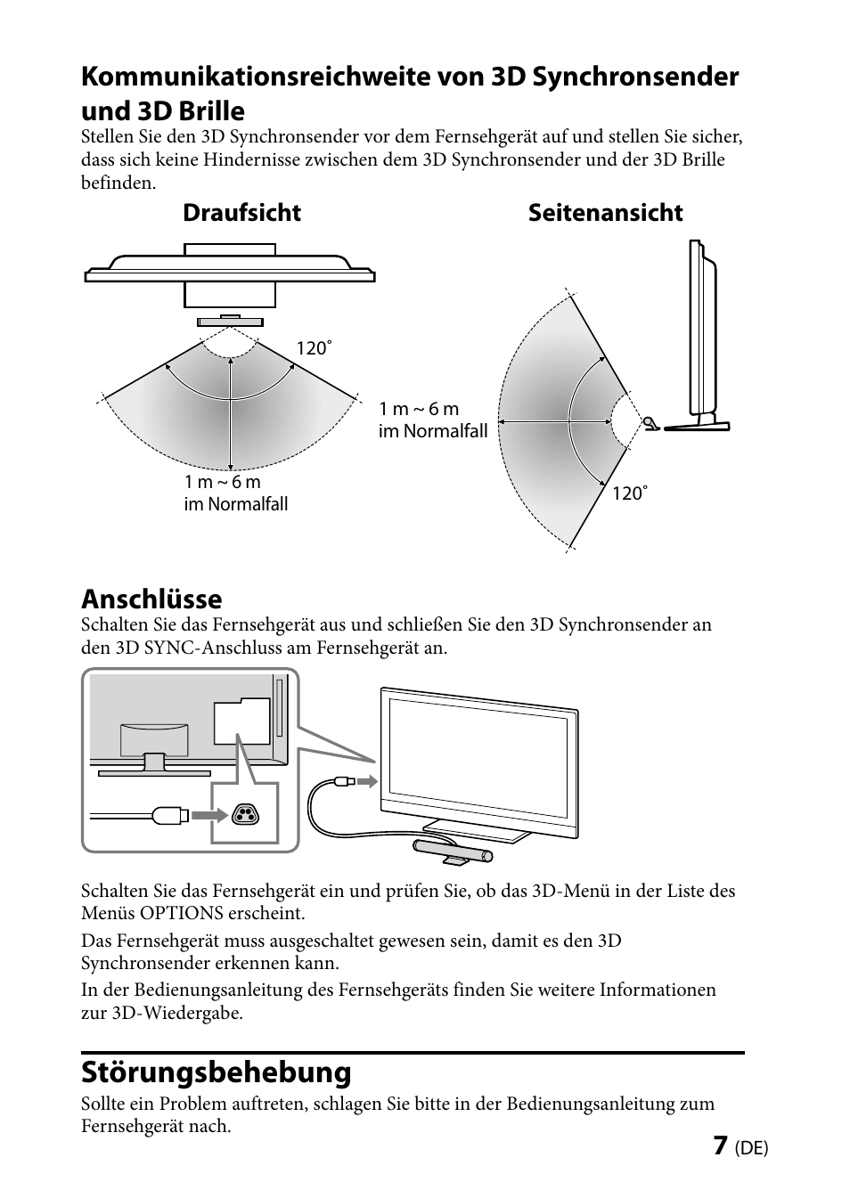 Störungsbehebung, Anschlüsse, Draufsicht seitenansicht | Sony TMR-BR100 User Manual | Page 25 / 127