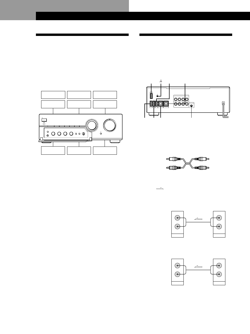 Descrizione dei collegamenti, Collegamento di componenti audio, Preparativi 4 | Descrizione, Preparativi, Prima di cominciare, Collegamenti, Cavi necessari, Sintonizzatore protection, Phones speakers a • • • • off a | Sony TA-FB720R User Manual | Page 40 / 48