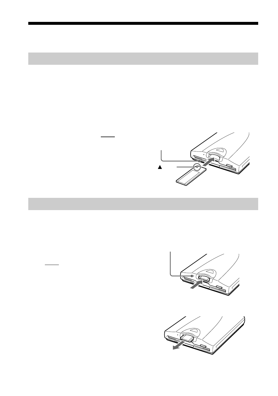 ｲ衒甌ﾍﾈ｡ｳ~ｰmemory stick｡ｱ, ｲ衒ｰmemory stick｡ｱ, ﾈ｡ｳ~ｰmemory stick｡ｱ | 插入和取出“memory stick, 插入“memory stick” 取出“memory stick | Sony MSFD-20U User Manual | Page 118 / 128