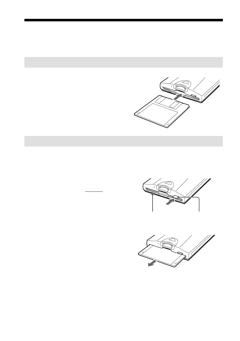 Inserimento e rimozione dei dischetti floppy, Per inserire un dischetto floppy, Per rimuovere un dischetto floppy | Sony MSFD-20U User Manual | Page 54 / 128