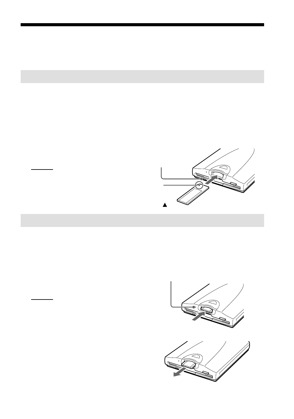 Inserimento e rimozione delle “memory stick, Per inserire una “memory stick, Per rimuovere una “memory stick | Sony MSFD-20U User Manual | Page 55 / 128