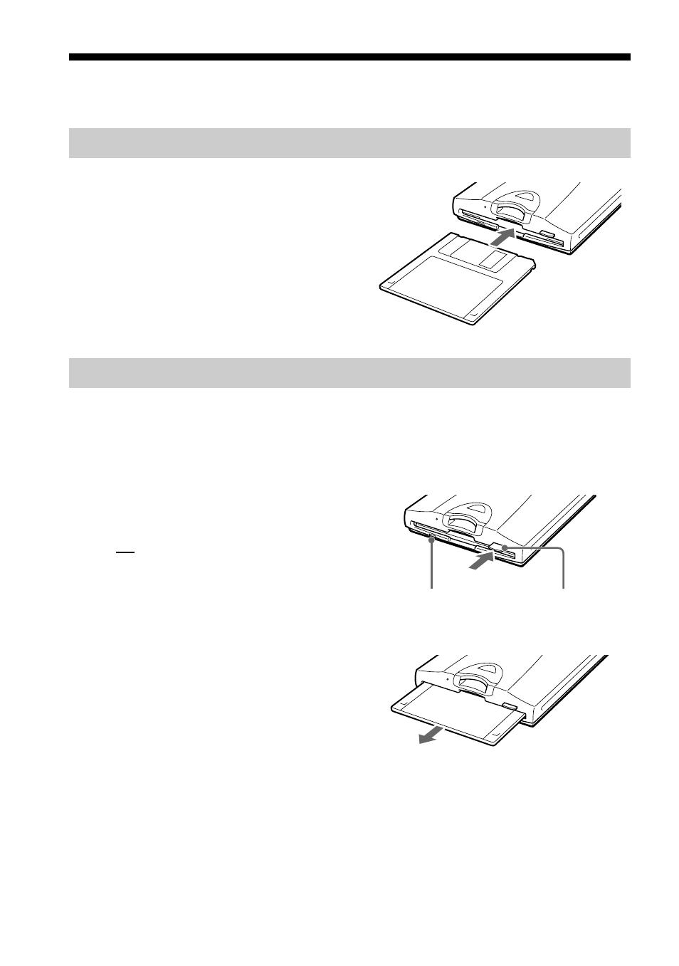 Inserción y extracción de disquetes, Para insertar un disquete, Para extraer un disquete | Para insertar un disquete para extraer un disquete | Sony MSFD-20U User Manual | Page 70 / 128