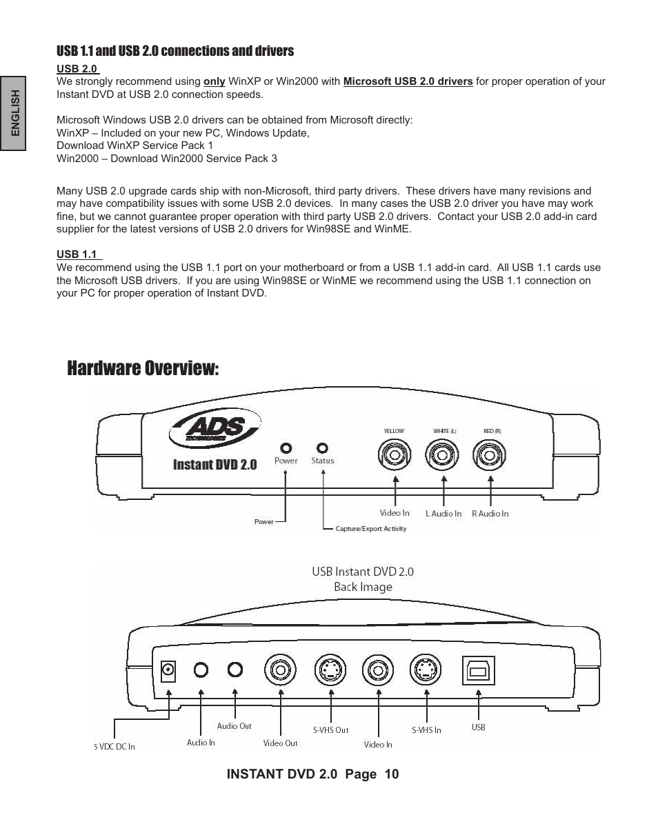 Hardware overview | ADS Technologies INSTANT DVD 2 User Manual | Page 10 / 150