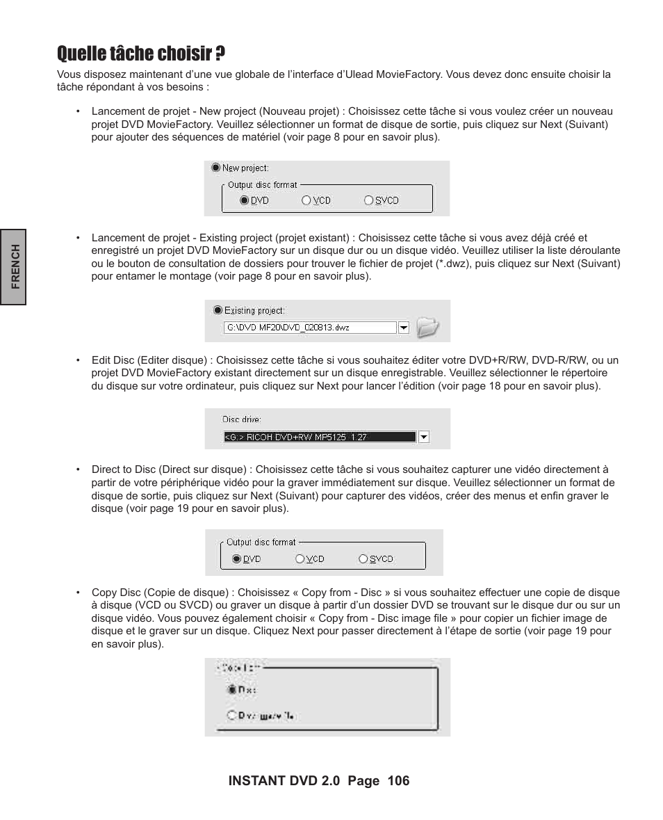 Quelle tâche choisir | ADS Technologies INSTANT DVD 2 User Manual | Page 106 / 150