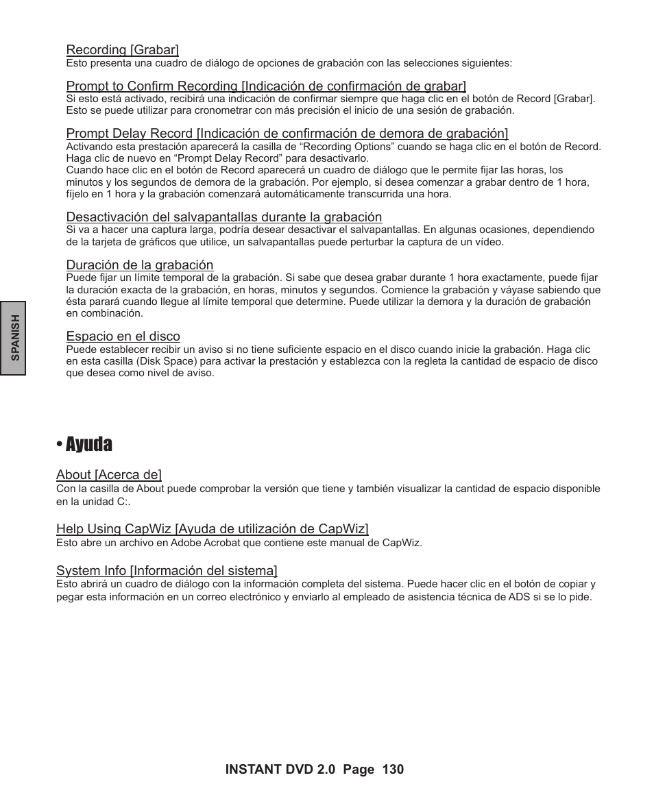Ayuda | ADS Technologies INSTANT DVD 2 User Manual | Page 130 / 150