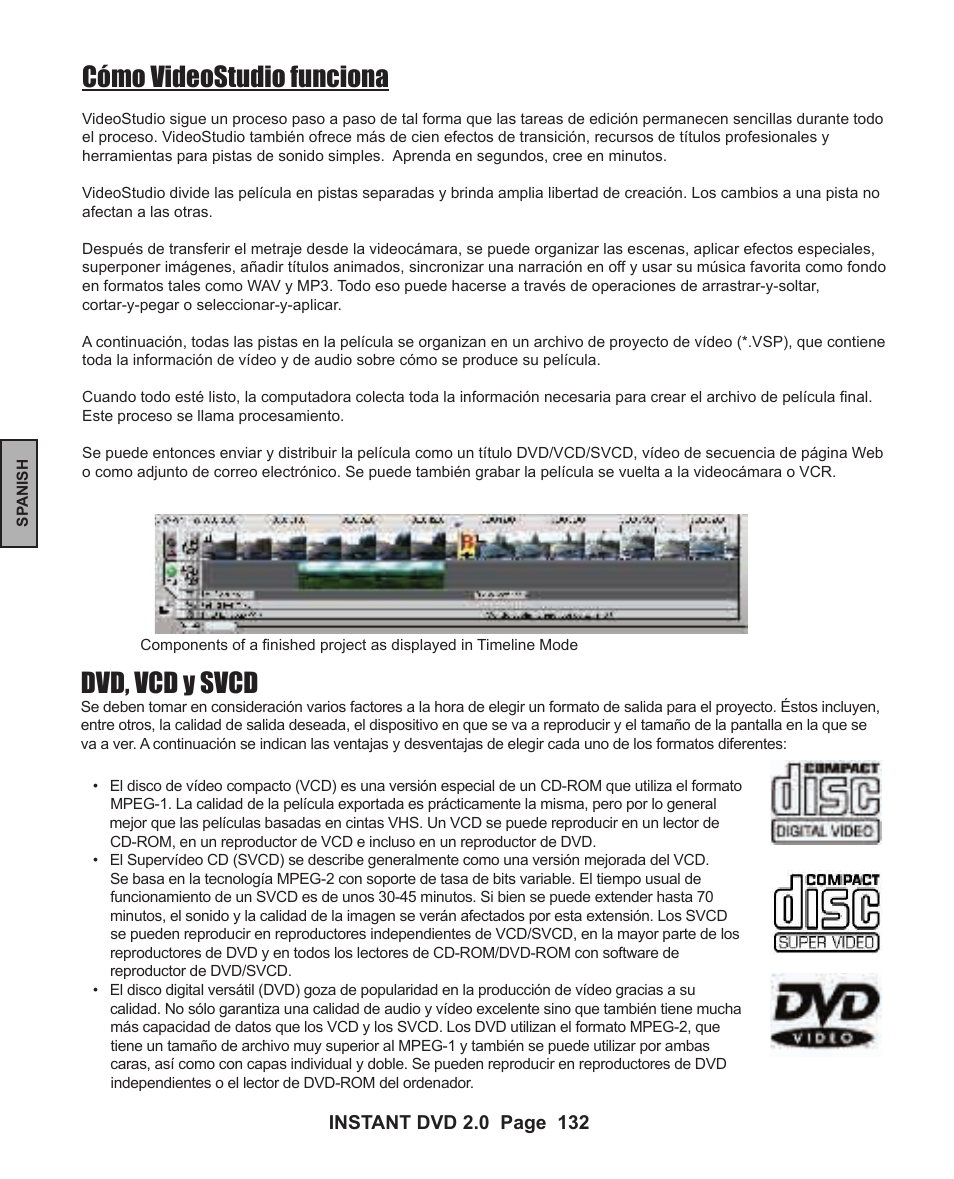 Dvd, vcd y svcd, Cómo videostudio funciona | ADS Technologies INSTANT DVD 2 User Manual | Page 132 / 150