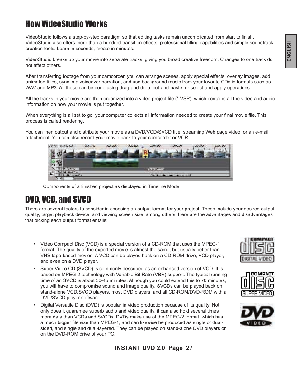 Dvd, vcd, and svcd, How videostudio works | ADS Technologies INSTANT DVD 2 User Manual | Page 27 / 150