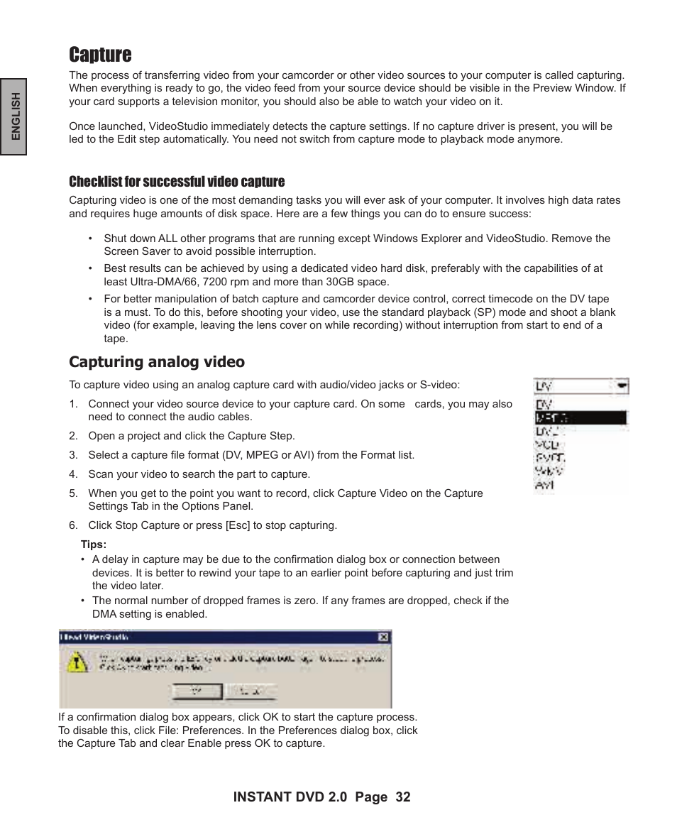 Capture, Capturing analog video | ADS Technologies INSTANT DVD 2 User Manual | Page 32 / 150