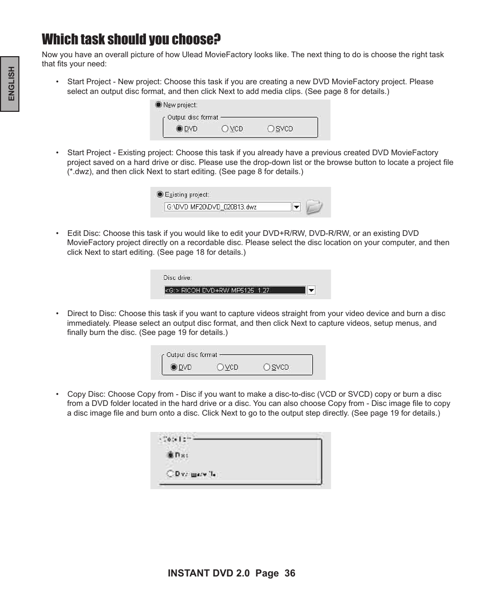 Which task should you choose | ADS Technologies INSTANT DVD 2 User Manual | Page 36 / 150