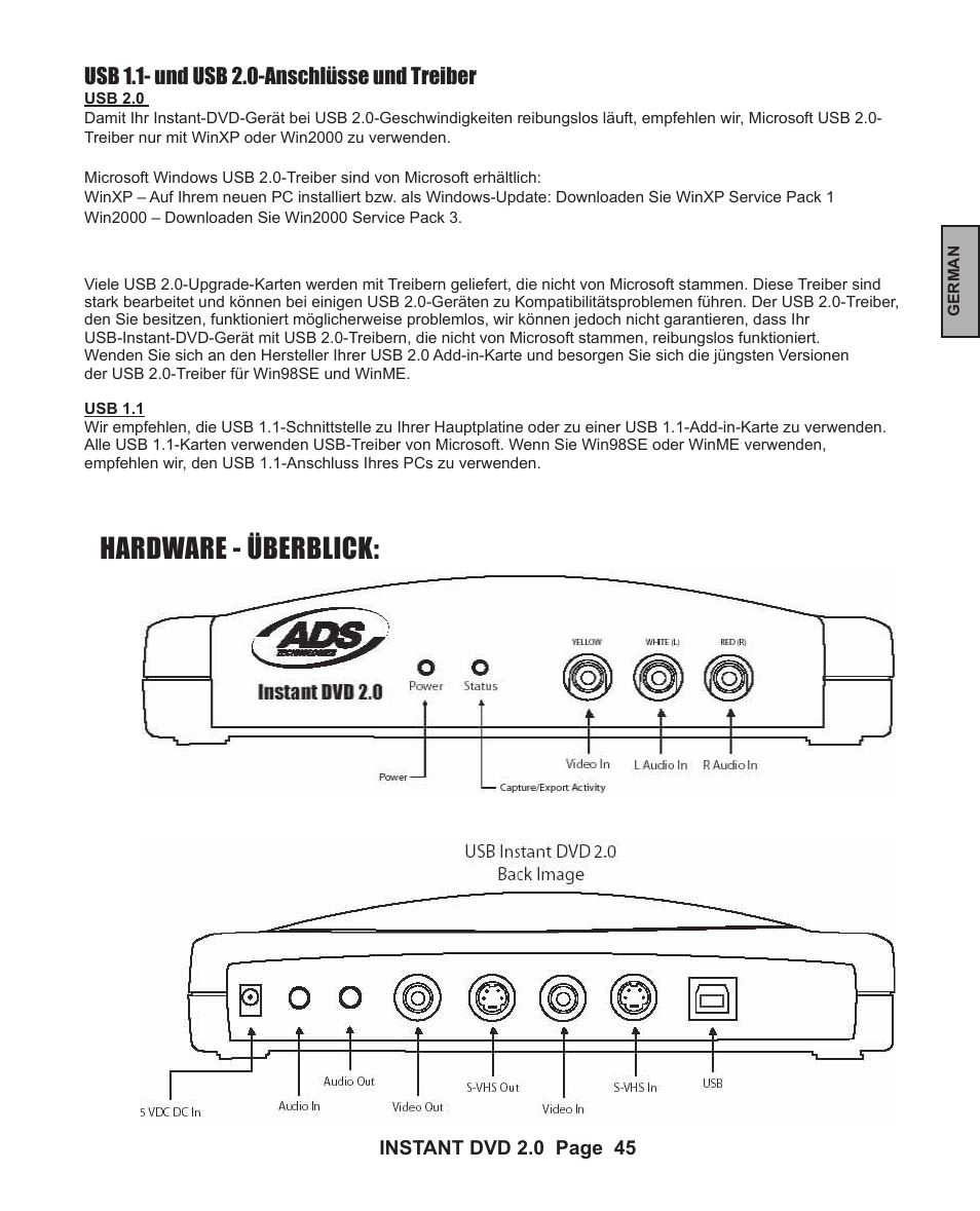 Hardware - überblick | ADS Technologies INSTANT DVD 2 User Manual | Page 45 / 150