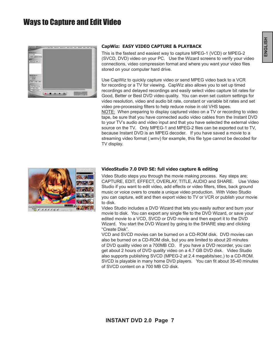 Ways to capture and edit video | ADS Technologies INSTANT DVD 2 User Manual | Page 7 / 150