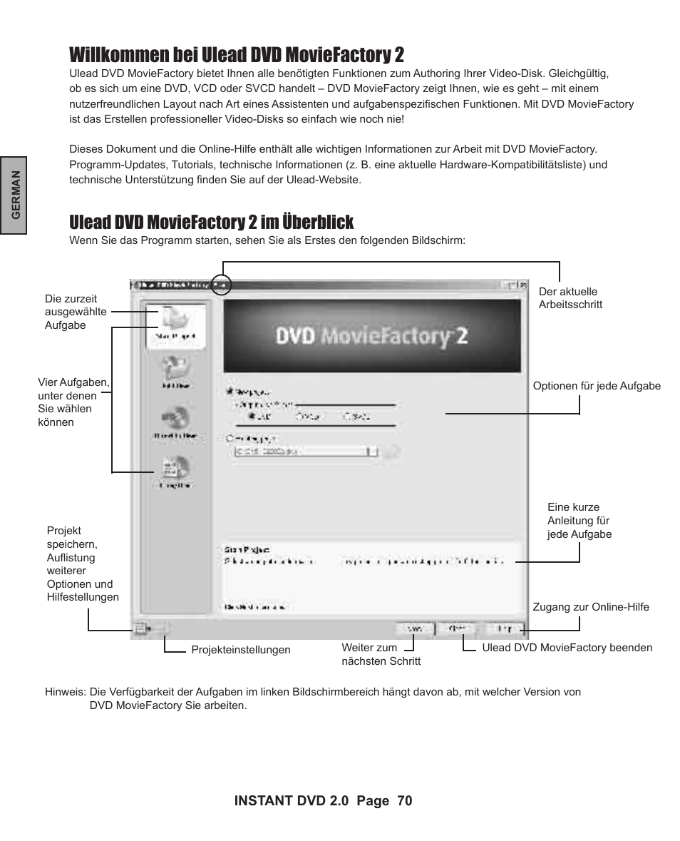 Willkommen bei ulead dvd moviefactory 2, Ulead dvd moviefactory 2 im überblick | ADS Technologies INSTANT DVD 2 User Manual | Page 70 / 150