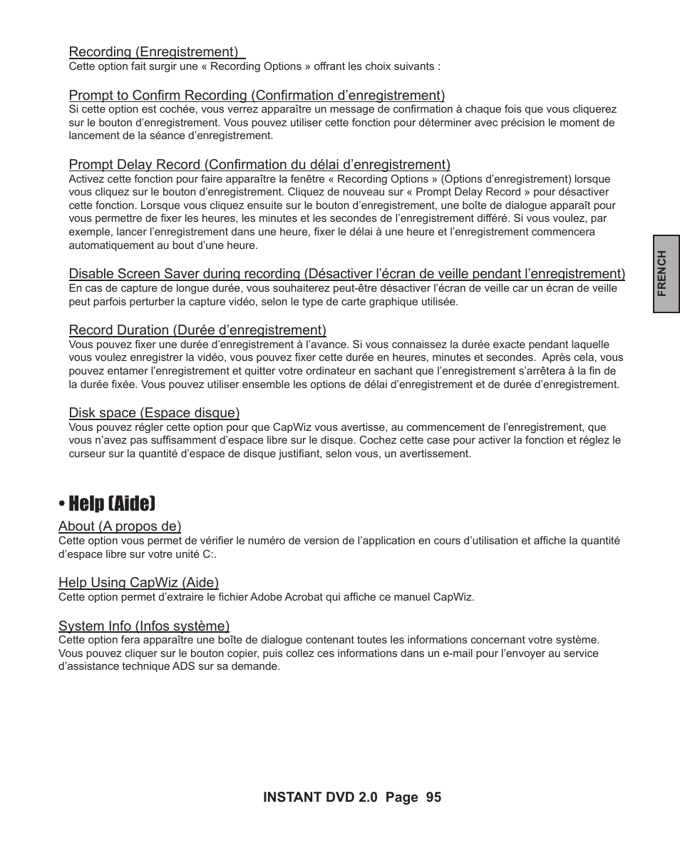 Help (aide) | ADS Technologies INSTANT DVD 2 User Manual | Page 95 / 150