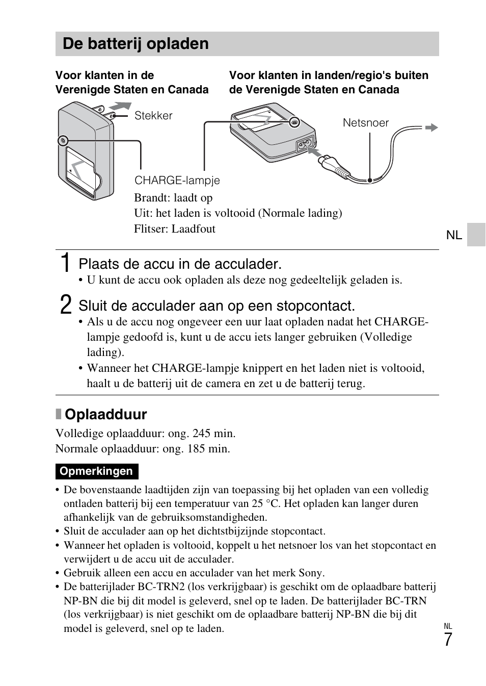 De batterij opladen | Sony DSC-W620 User Manual | Page 143 / 435