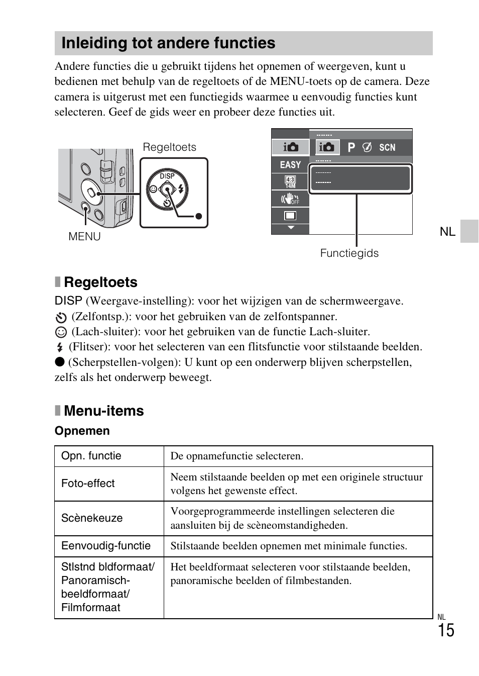 Inleiding tot andere functies, Xregeltoets, Xmenu-items | Sony DSC-W620 User Manual | Page 151 / 435