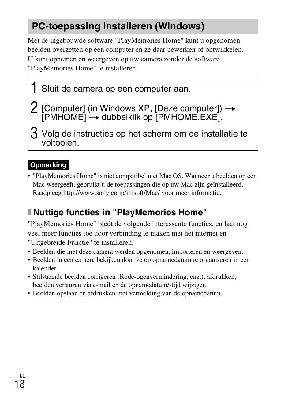 Pc-toepassing installeren (windows) | Sony DSC-W620 User Manual | Page 154 / 435