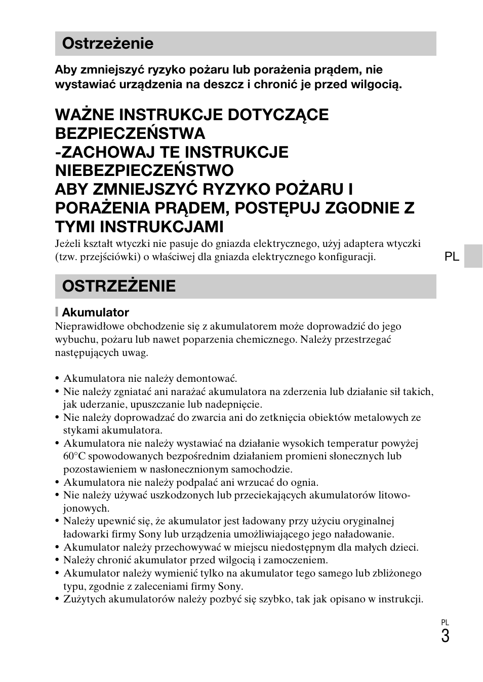 Ostrzeżenie ostrzeżenie | Sony DSC-W620 User Manual | Page 161 / 435