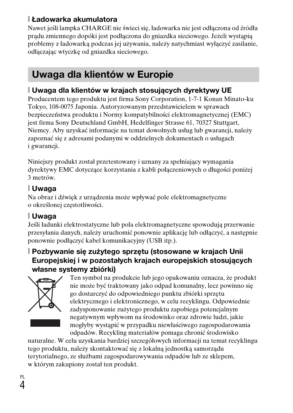 Uwaga dla klientów w europie | Sony DSC-W620 User Manual | Page 162 / 435