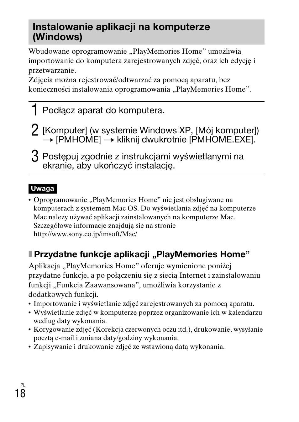 Instalowanie aplikacji na komputerze (windows) | Sony DSC-W620 User Manual | Page 176 / 435