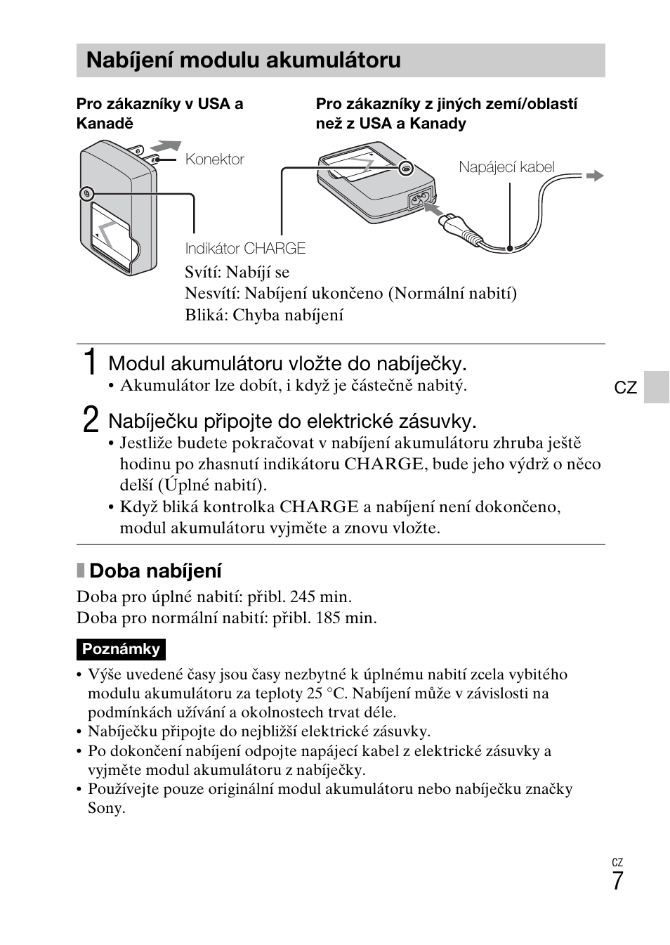 Nabíjení modulu akumulátoru | Sony DSC-W620 User Manual | Page 189 / 435