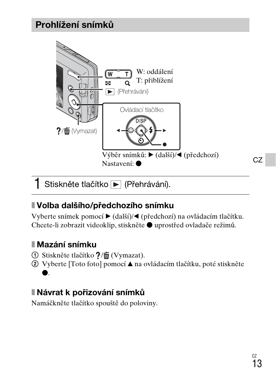 Prohlížení snímků | Sony DSC-W620 User Manual | Page 195 / 435