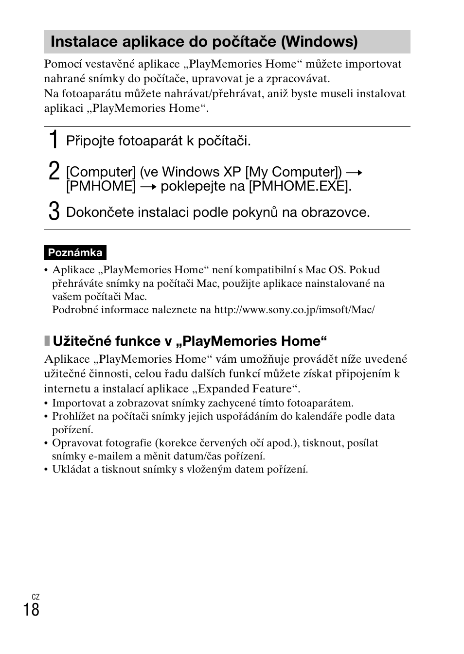 Instalace aplikace do počítače (windows) | Sony DSC-W620 User Manual | Page 200 / 435