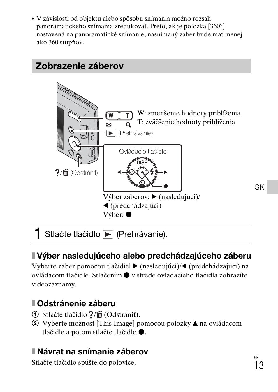Zobrazenie záberov | Sony DSC-W620 User Manual | Page 239 / 435