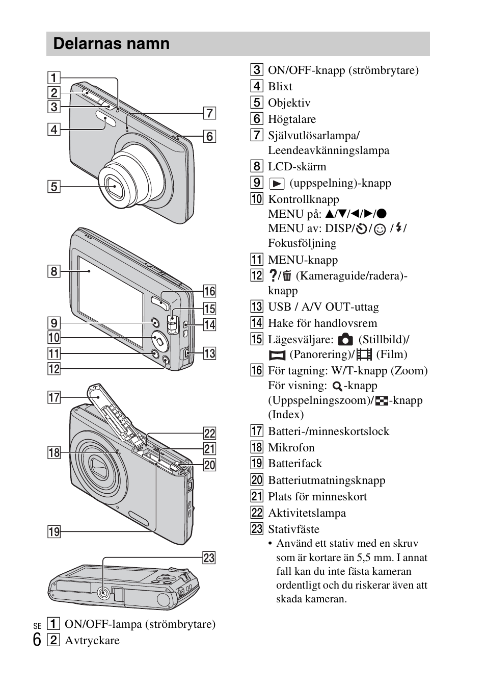 Delarnas namn | Sony DSC-W620 User Manual | Page 254 / 435