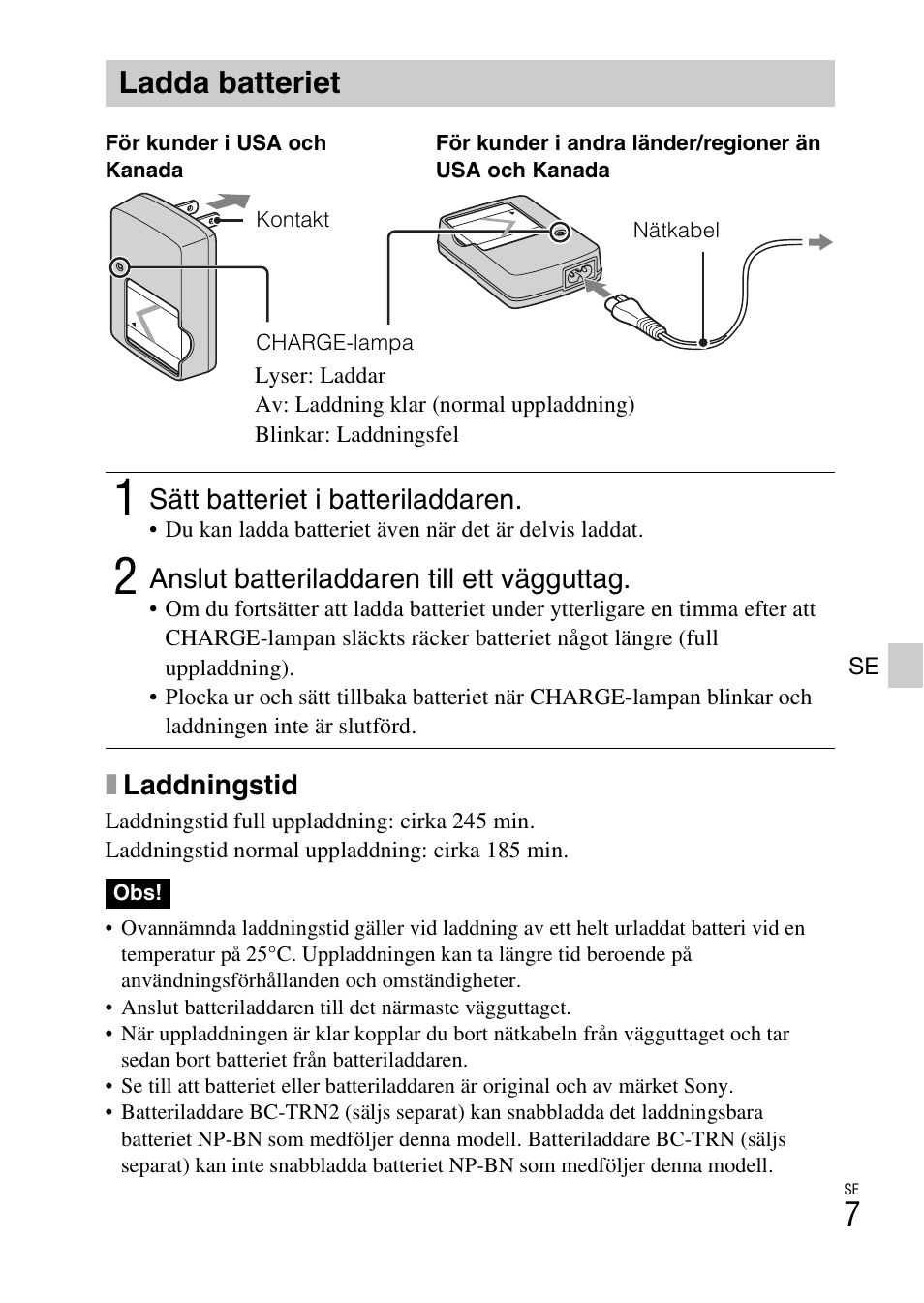 Ladda batteriet | Sony DSC-W620 User Manual | Page 255 / 435