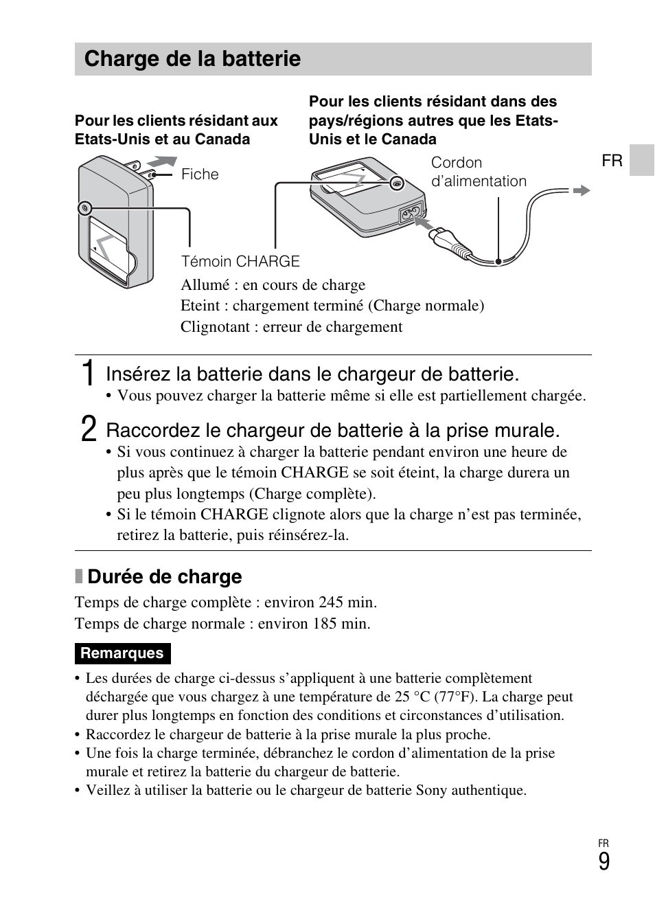Charge de la batterie | Sony DSC-W620 User Manual | Page 33 / 435